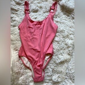 Solid & Striped One Piece Pink Open Back Size Large